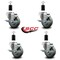 Service Caster 3.5'' Gray Poly Swivel 1-3/8'' Expanding Stem Caster Set with Brake, 4PK SCC-EX20S3514-PPUB-TLB-138-4 - alternate 3